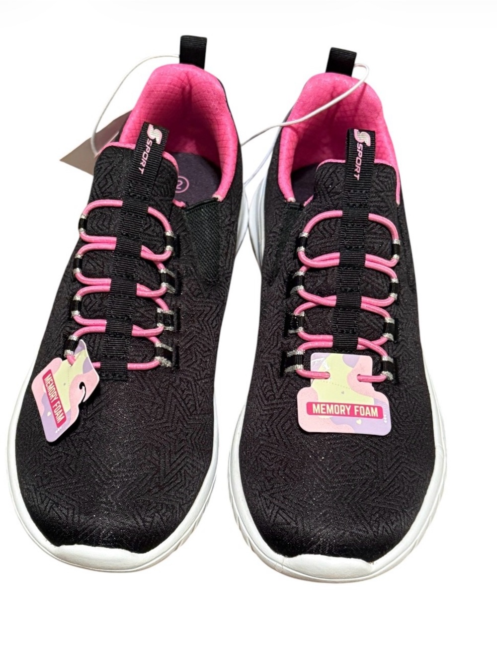 Skechers Black and Pink Slip-On Memory Foam Sneakers